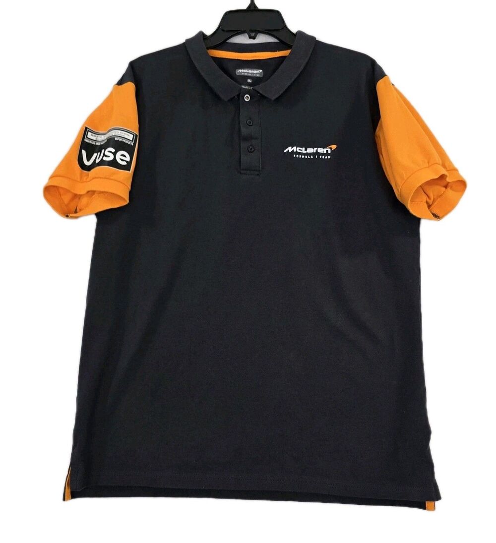 McLaren Formula 1 Team Shirt Mens XL Black F1 Racing Polo Vuse Sponsor Logo